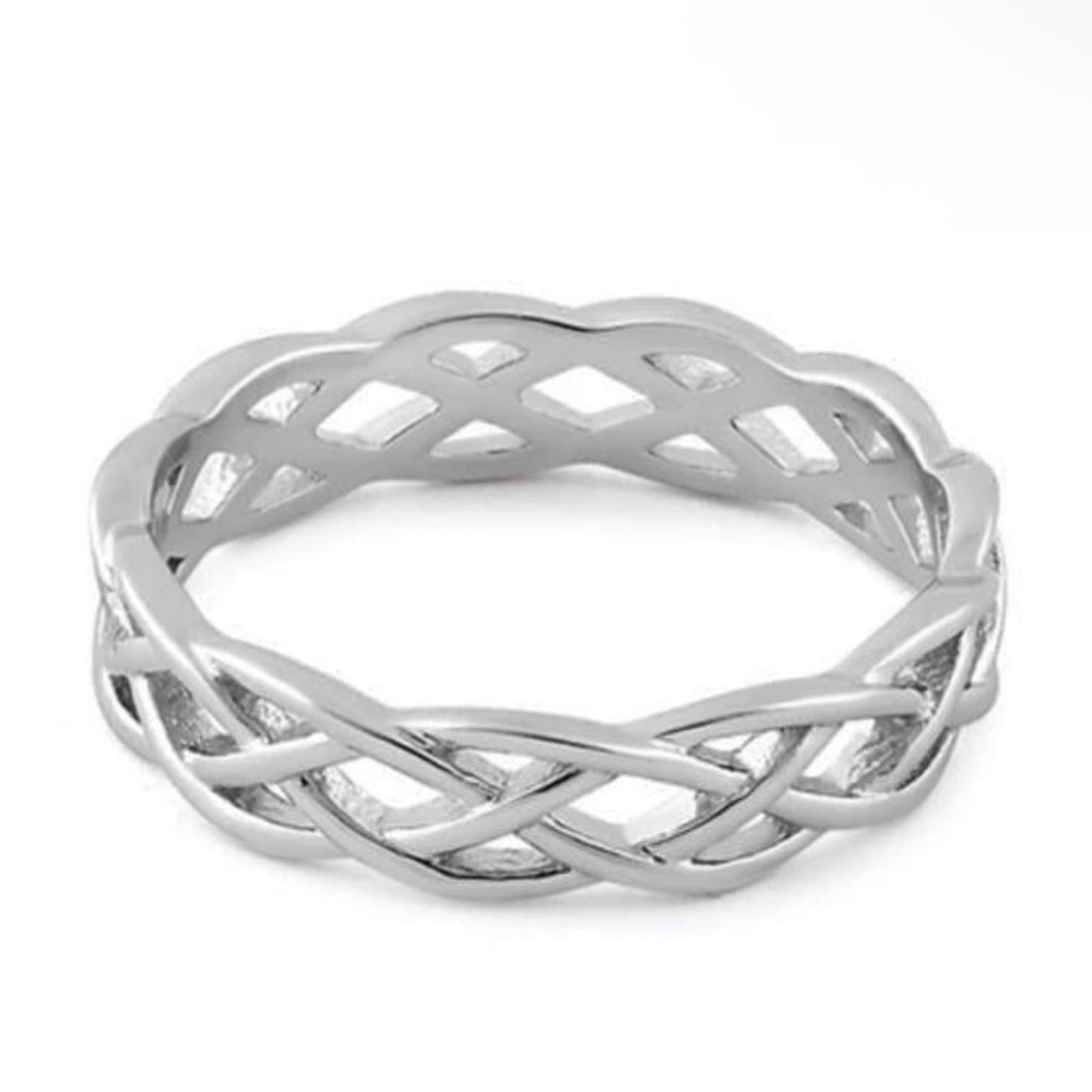 Celtic Braided 925 Silver Women's Ring Size 7